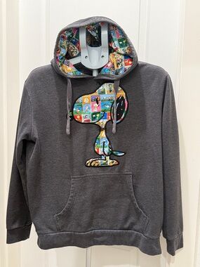 Peanuts Gray Sweatshirt with Colorful Comic Strip Trim